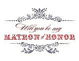 Front View Thumbnail - Wisteria & Perfect Coral Will You Be My Matron of Honor Card - Vintage