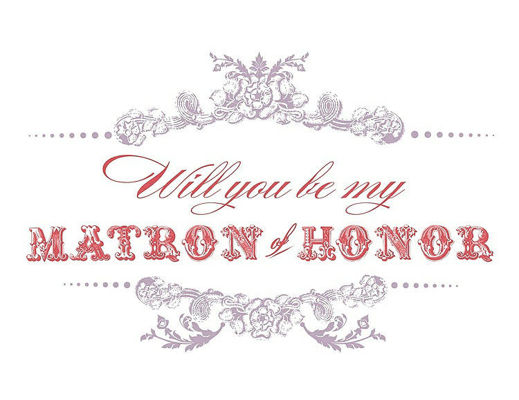 Front View - Wood Violet & Perfect Coral Will You Be My Matron of Honor Card - Vintage