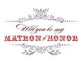 Front View Thumbnail - Wood Violet & Perfect Coral Will You Be My Matron of Honor Card - Vintage