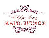 Front View Thumbnail - Berry Twist & Perfect Coral Will You Be My Maid of Honor Card - Vintage