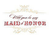 Front View Thumbnail - Corn Silk & Perfect Coral Will You Be My Maid of Honor Card - Vintage