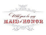 Front View Thumbnail - Dove & Perfect Coral Will You Be My Maid of Honor Card - Vintage