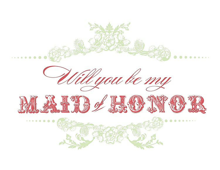 Front View - Honey Dew & Perfect Coral Will You Be My Maid of Honor Card - Vintage