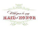 Front View Thumbnail - Honey Dew & Perfect Coral Will You Be My Maid of Honor Card - Vintage