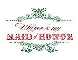 Front View Thumbnail - Juniper & Perfect Coral Will You Be My Maid of Honor Card - Vintage