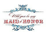 Front View Thumbnail - Lotus & Perfect Coral Will You Be My Maid of Honor Card - Vintage