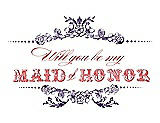 Front View Thumbnail - Majestic & Perfect Coral Will You Be My Maid of Honor Card - Vintage