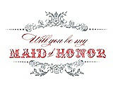 Front View Thumbnail - Mystic & Perfect Coral Will You Be My Maid of Honor Card - Vintage