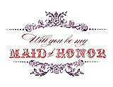 Front View Thumbnail - Orchid & Perfect Coral Will You Be My Maid of Honor Card - Vintage