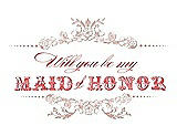 Front View Thumbnail - Pearl Pink & Perfect Coral Will You Be My Maid of Honor Card - Vintage