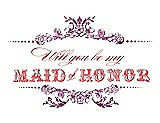 Front View Thumbnail - Persian Plum & Perfect Coral Will You Be My Maid of Honor Card - Vintage