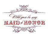 Front View Thumbnail - Rosebud & Perfect Coral Will You Be My Maid of Honor Card - Vintage