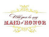 Front View Thumbnail - Snapdragon & Perfect Coral Will You Be My Maid of Honor Card - Vintage