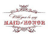 Front View Thumbnail - Spanish Rose & Perfect Coral Will You Be My Maid of Honor Card - Vintage