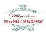 Front View Thumbnail - Seaside & Perfect Coral Will You Be My Maid of Honor Card - Vintage