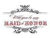 Front View Thumbnail - Violet & Perfect Coral Will You Be My Maid of Honor Card - Vintage
