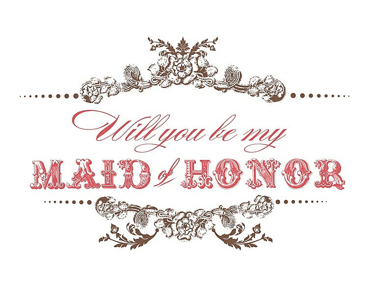 Front View - Almond & Perfect Coral Will You Be My Maid of Honor Card - Vintage