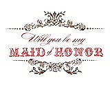 Front View Thumbnail - Almond & Perfect Coral Will You Be My Maid of Honor Card - Vintage
