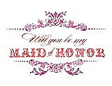 Front View Thumbnail - American Beauty & Perfect Coral Will You Be My Maid of Honor Card - Vintage