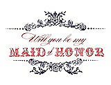 Front View Thumbnail - Amethyst & Perfect Coral Will You Be My Maid of Honor Card - Vintage