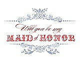 Front View Thumbnail - Arctic & Perfect Coral Will You Be My Maid of Honor Card - Vintage