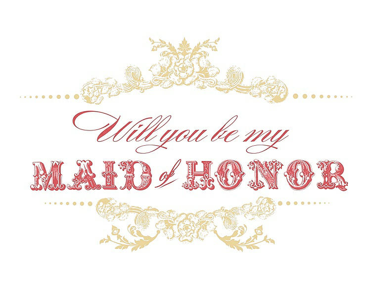Front View - Buttercup & Perfect Coral Will You Be My Maid of Honor Card - Vintage