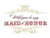 Front View Thumbnail - Buttercup & Perfect Coral Will You Be My Maid of Honor Card - Vintage