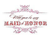 Front View Thumbnail - Begonia & Perfect Coral Will You Be My Maid of Honor Card - Vintage