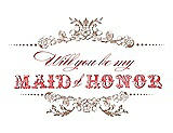 Front View Thumbnail - Cappuccino & Perfect Coral Will You Be My Maid of Honor Card - Vintage