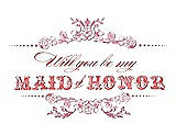 Front View Thumbnail - Carnation & Perfect Coral Will You Be My Maid of Honor Card - Vintage