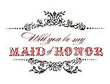 Front View Thumbnail - Chocolate & Perfect Coral Will You Be My Maid of Honor Card - Vintage