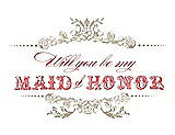 Front View Thumbnail - Champagne & Perfect Coral Will You Be My Maid of Honor Card - Vintage