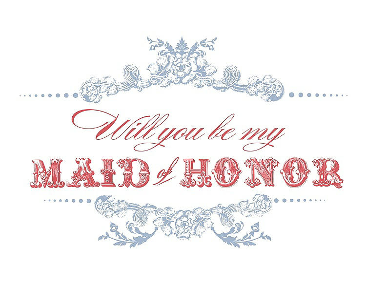 Front View - Cloudy & Perfect Coral Will You Be My Maid of Honor Card - Vintage
