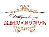 Front View Thumbnail - Clementine & Perfect Coral Will You Be My Maid of Honor Card - Vintage
