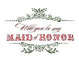 Front View Thumbnail - Clover & Perfect Coral Will You Be My Maid of Honor Card - Vintage