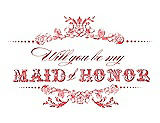 Front View Thumbnail - Coral & Perfect Coral Will You Be My Maid of Honor Card - Vintage