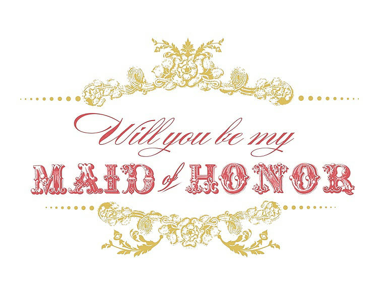 Front View - Daffodil & Perfect Coral Will You Be My Maid of Honor Card - Vintage