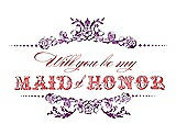 Front View Thumbnail - Dahlia & Perfect Coral Will You Be My Maid of Honor Card - Vintage