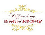 Front View Thumbnail - Daisy & Perfect Coral Will You Be My Maid of Honor Card - Vintage
