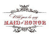 Front View Thumbnail - Drift Wood & Perfect Coral Will You Be My Maid of Honor Card - Vintage