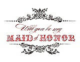 Front View Thumbnail - Espresso & Perfect Coral Will You Be My Maid of Honor Card - Vintage