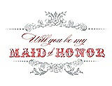 Front View Thumbnail - Frost & Perfect Coral Will You Be My Maid of Honor Card - Vintage