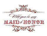 Front View Thumbnail - Fiesta & Perfect Coral Will You Be My Maid of Honor Card - Vintage