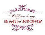 Front View Thumbnail - Fuchsia & Perfect Coral Will You Be My Maid of Honor Card - Vintage