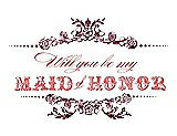 Front View Thumbnail - Garnet & Perfect Coral Will You Be My Maid of Honor Card - Vintage