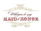 Front View Thumbnail - Ice Yellow & Perfect Coral Will You Be My Maid of Honor Card - Vintage