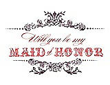 Front View Thumbnail - Italian Plum & Perfect Coral Will You Be My Maid of Honor Card - Vintage
