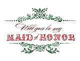 Front View Thumbnail - Ivy & Perfect Coral Will You Be My Maid of Honor Card - Vintage