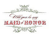 Front View Thumbnail - Kiwi & Perfect Coral Will You Be My Maid of Honor Card - Vintage