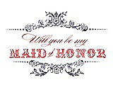 Front View Thumbnail - Lavender & Perfect Coral Will You Be My Maid of Honor Card - Vintage